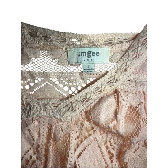 Umgee lace mini shift dress boho floral flowy feminine L - Picture 2 of 7